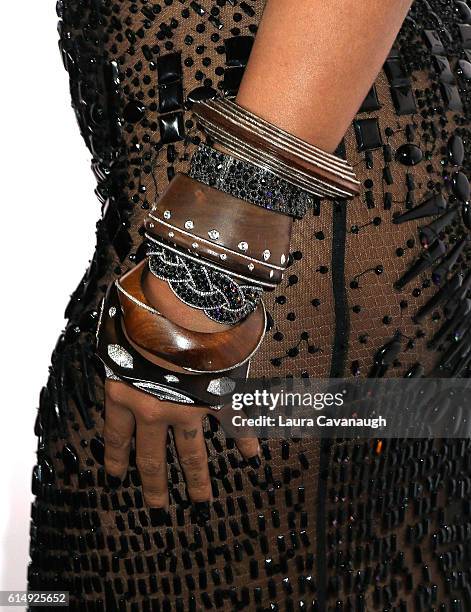 Beyonce, jewelry detail, attends TIDAL X: 1015 at Barclays Center on October 15, 2016 in New York City.