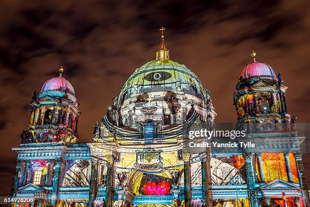 berlin cathedral - berliner dom illuminated - berlin art stock pictures, royalty-free photos & images