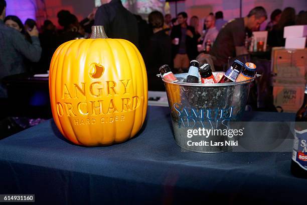 Samuel Adams beer on display at Street Eats hosted by Ayesha Curry and Michael Mina part of LOCAL presented by Delta Air Lines at Highline Stages on...