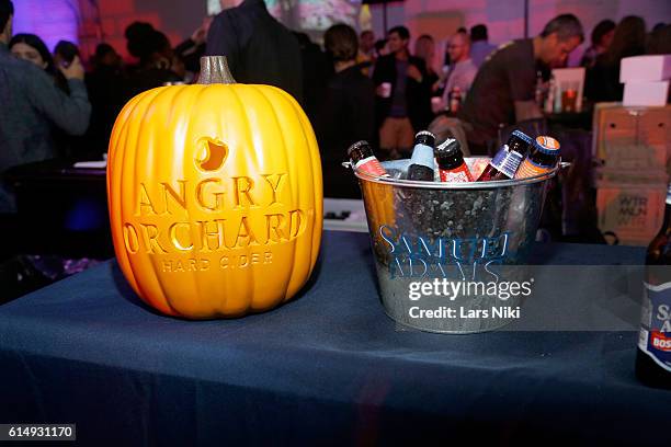 Samuel Adams beer on display at Street Eats hosted by Ayesha Curry and Michael Mina part of LOCAL presented by Delta Air Lines at Highline Stages on...