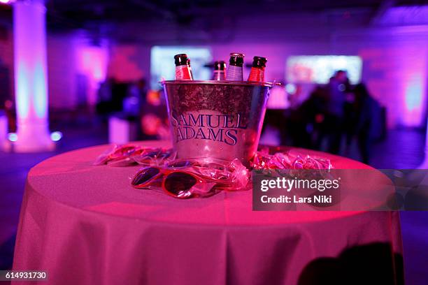 Samuel Adams beer on display at Street Eats hosted by Ayesha Curry and Michael Mina part of LOCAL presented by Delta Air Lines at Highline Stages on...