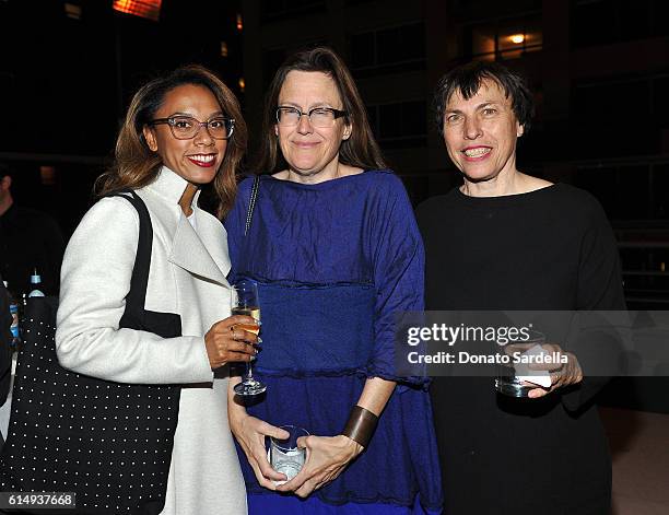 Carla Camacho, Jennifer Steinkamp, and Polly Apfelbaum attend MOCA's Leadership Circle and Members' Opening for R. H. Quaytman, Morning: Chapter 30 &...