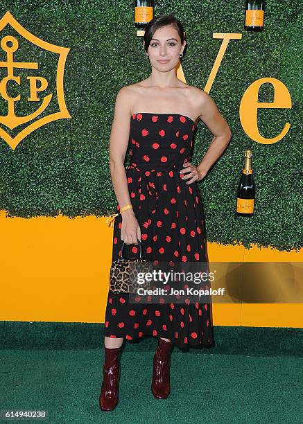 Actress Marta Pozzan arrives at the 7th Annual Veuve Clicquot Polo Classic at Will Rogers State Historic Park on October 15, 2016 in Pacific...
