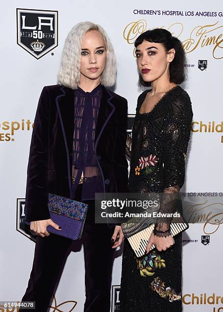 Musicians Margot and Mia Moretti arrive at the 2016 Children's Hospital Los Angeles "Once Upon a Time" Gala at the L.A. Live Event Deck on October...