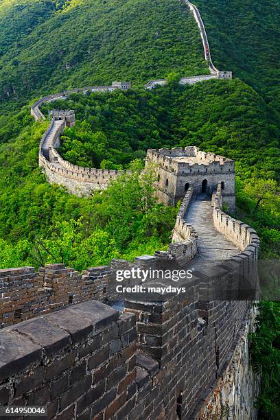 the great wall of china at mutianyu - great wall of china stock pictures, royalty-free photos & images