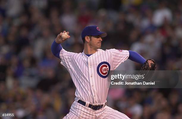 Pitcher Mark Prior of the Chicago Cubs throws a pitch during the MLB game against the Pittsburgh Pirates at Wrigley Field in Chicago, Illinois on May...