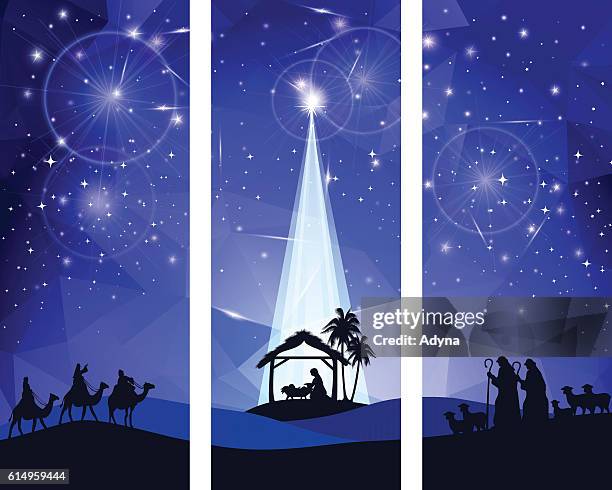 weihnachtskrippe  - annunciation stock-grafiken, -clipart, -cartoons und -symbole