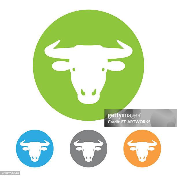 ilustraciones, imágenes clip art, dibujos animados e iconos de stock de vector de icono de toro - búfalo africano