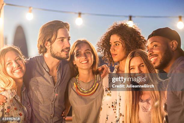 nightlife in barcelona - rooftop party night stock pictures, royalty-free photos & images