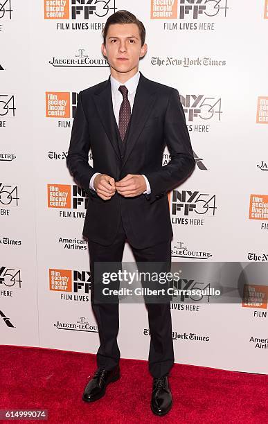 Actor Tom Holland attends the Closing Night Screening of 'The Lost City Of Z' for the 54th New York Film Festival at Alice Tully Hall, Lincoln Center...