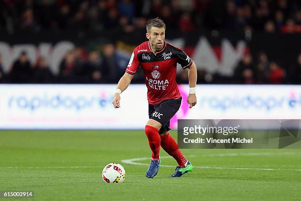 Lucas Deaux of Guingamp during the Ligue 1 match between EA Guingamp and Lille OCS at Stade du Roudourou on October 15, 2016 in Guingamp, France.
