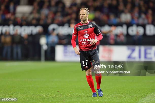 Etienne Didot of Guingamp during the Ligue 1 match between EA Guingamp and Lille OCS at Stade du Roudourou on October 15, 2016 in Guingamp, France.