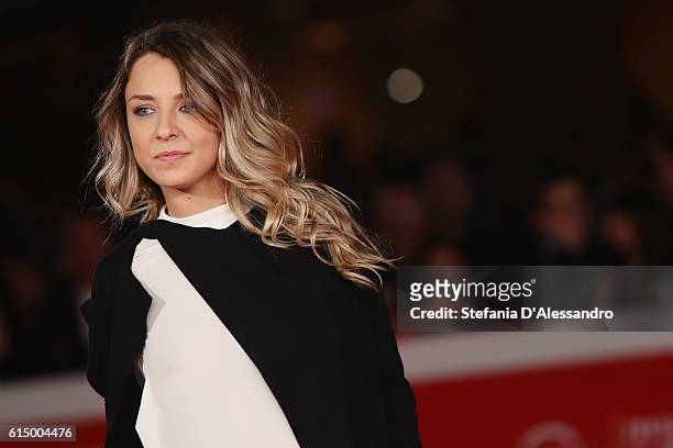 Miriam Catania walks a red carpet for 'Sole Cuore Amore' during the 11th Rome Film Festival at Auditorium Parco Della Musica on October 15, 2016 in...