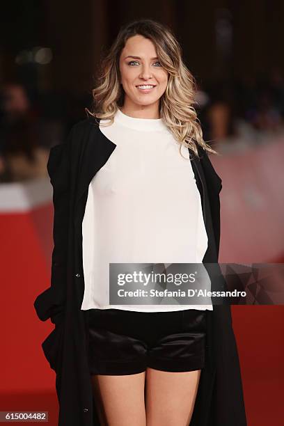 Miriam Catania walks a red carpet for 'Sole Cuore Amore' during the 11th Rome Film Festival at Auditorium Parco Della Musica on October 15, 2016 in...