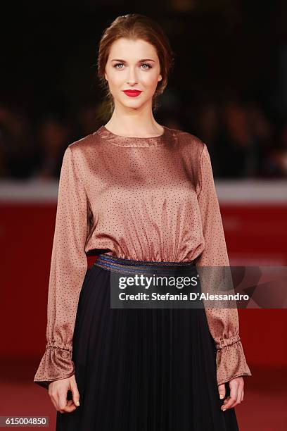 Silvia Mazzieri walks a red carpet for 'Sole Cuore Amore' during the 11th Rome Film Festival at Auditorium Parco Della Musica on October 15, 2016 in...