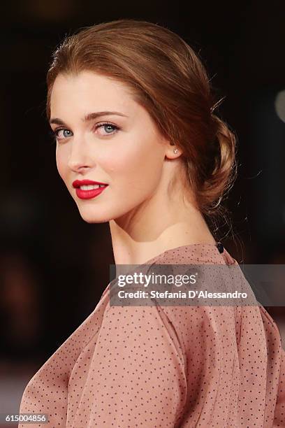 Silvia Mazzieri walks a red carpet for 'Sole Cuore Amore' during the 11th Rome Film Festival at Auditorium Parco Della Musica on October 15, 2016 in...