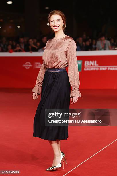 Silvia Mazzieri walks a red carpet for 'Sole Cuore Amore' during the 11th Rome Film Festival at Auditorium Parco Della Musica on October 15, 2016 in...