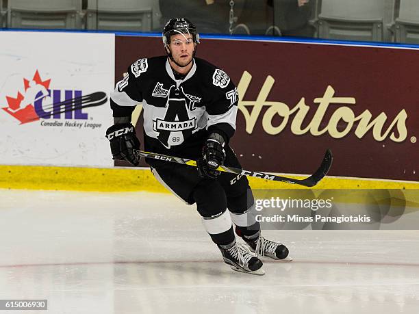 Guillaume Beaudoin of the Blainville-Boisbriand Armada skates during the QMJHL game against the Saint John Sea Dogs at the Centre d'Excellence Sports...