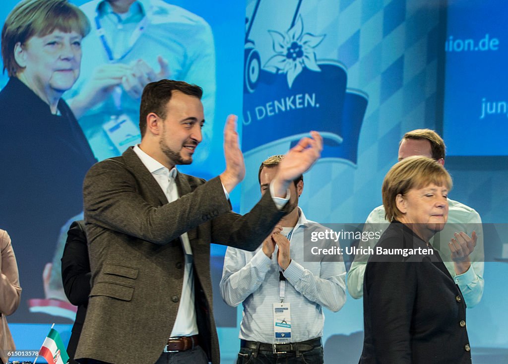 Germany Day of the Young Union (JU). Angela Merkel, Paul Ziemiak.