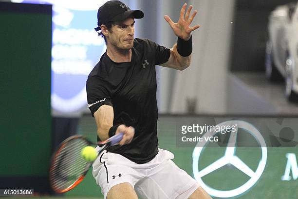 Andy Murray of Great Britain returns a shot during the Men's singles final match against Roberto Bautista Agut of Spain on day 8 of Shanghai Rolex...