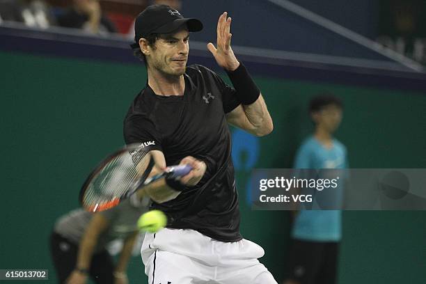 Andy Murray of Great Britain returns a shot during the Men's singles final match against Roberto Bautista Agut of Spain on day 8 of Shanghai Rolex...