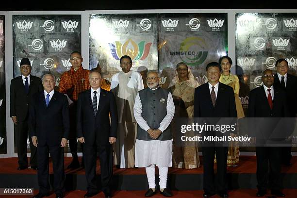 Leaders of BRICS - Brazilian President Michel Temer, Russian President Vladimir Putin, Indian Prime Minister Narendra Modi, Chinese President Xi...