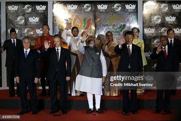 Leaders of BRICS - Brazilian President Michel Temer, Russian President Vladimir Putin, Indian Prime Minister Narendra Modi, Chinese President Xi...