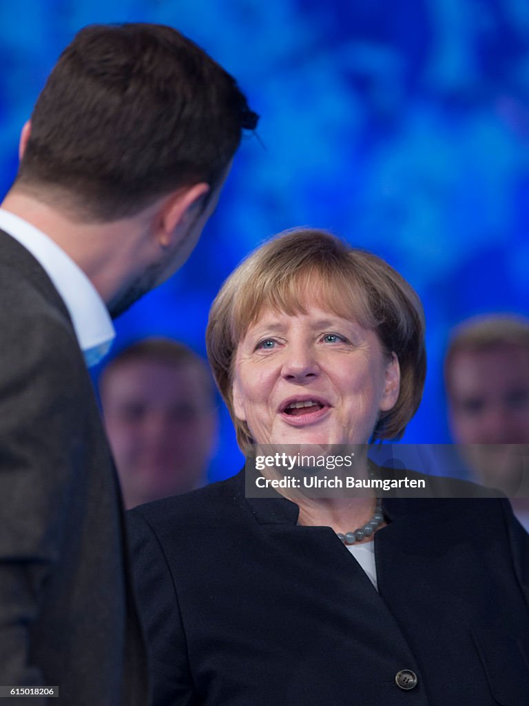 Germany Day of the Young Union. Angela Merkel, Paul Ziemiak.