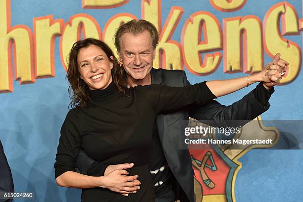 Jana Pallaske and Ralf Huettner attend the premiere of the film 'Burg Schreckenstein' at Mathaeser Filmpalast on October 16, 2016 in Munich, Germany.