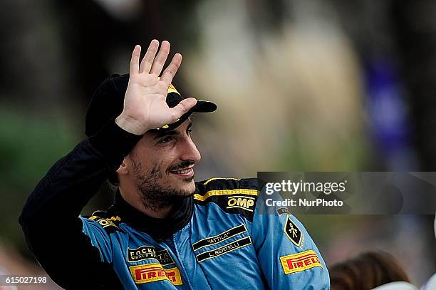 Lorenzo Bertelli of FWRT, at the podium ceremony during the last day of Rally RACC Catalunya, on October 16, 2016 in Salou, Spain.