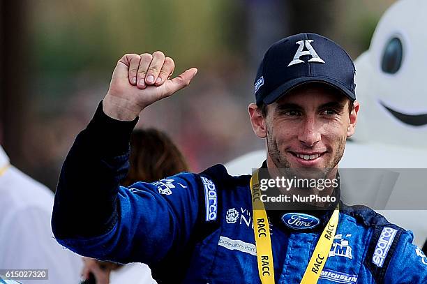 Eric Camili of M-Sport World Rally Team, at the podium ceremony, during the last day of Rally RACC Catalunya, on October 16, 2016 in Salou, Spain.