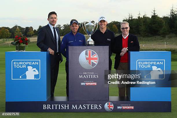 Barney Francis the managing director of Sky Sport, s Tournament host Luke Donald of England, Champion Alex Noren of Sweden and Keith Pelly the CEO of...