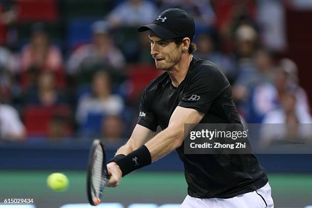 Andy Murray of Great Britain returns a shot against Roberto Bautista Agut of Spain during the Men's singles final match on day 8 of Shanghai Rolex...