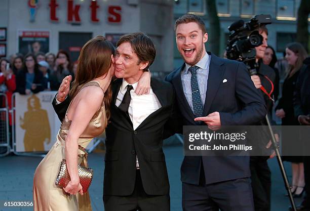 Madeline Mulqueen, Cillian Murphy and Jack Reynor attend the 'Free Fire' Closing Night Gala screening during the 60th BFI London Film Festival at...