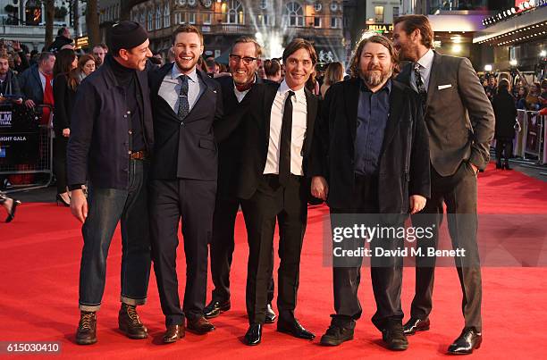 Enzo Cilenti, Jack Reynor, Michael Smiley, Cillian Murphy, director Ben Wheatley and Armie Hammer attend the 'Free Fire' Closing Night Gala during...