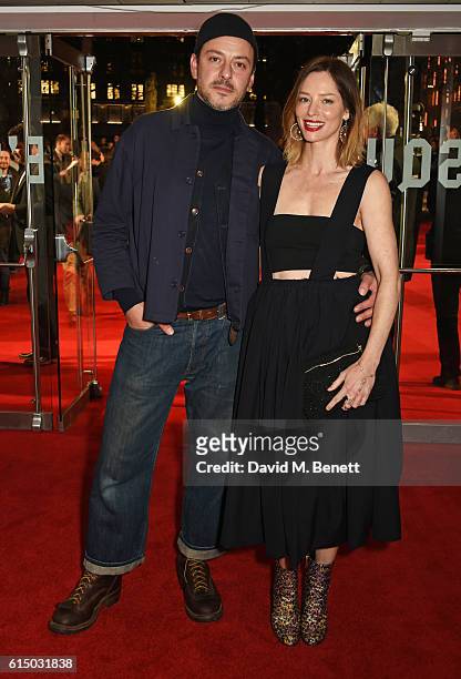 Enzo Cilenti and Sienna Guillory attend the 'Free Fire' Closing Night Gala during the 60th BFI London Film Festival at Odeon Leicester Square on...