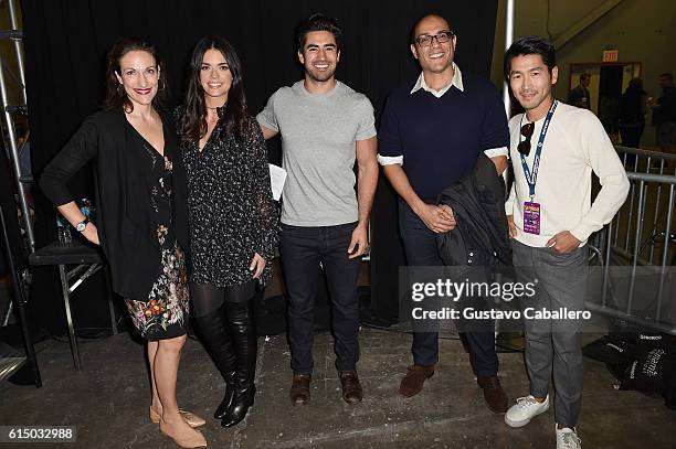 Pavia Rosati, Katie Lee, Jeremy Jauncey and Bonjwing Lee pose backstage at the Food Network & Cooking Channel New York City Wine & Food Festival...