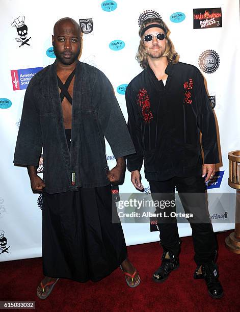 Actors Kevin Daniels and Wes Ramsey attend the Hallowe'en Hotness In 3D: Heroes And Villains held at The Reserve on October 15, 2016 in Los Angeles,...