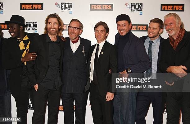 Babou Ceesay, Sharlto Copley, Michael Smiley, Cillian Murphy, Enzo Cilenti, Jack Reynor and Patrick Bergin attend the 'Free Fire' Closing Night Gala...