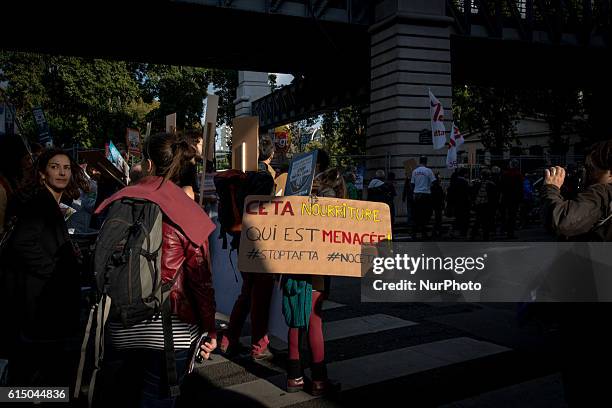 Demonstration in Paris against the TAFTA and CETA projects. The demonstration started in Place de Stalingrad, in Paris, France, on October 15, 2016....