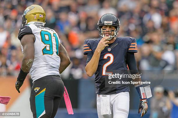 Chicago Bears Quarterback Brian Hoyer in the 3rd quarter during an NFL football game between the Jacksonville Jaguars and the Chicago Bears at...
