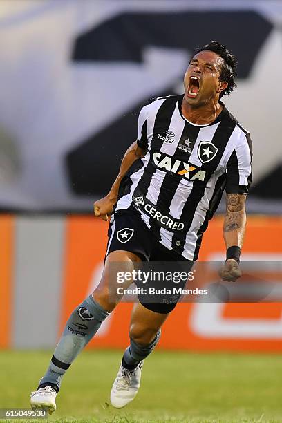 Dudu Cearense of Botafogo celebrates a scored goal against Atletico Mineiro during a match between Botafogo and Atletico Mineiro as part of...