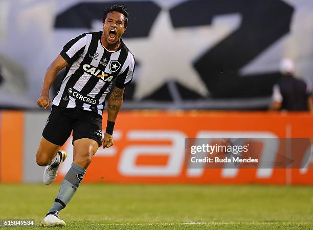 Dudu Cearense of Botafogo celebrates a scored goal against Atletico Mineiro during a match between Botafogo and Atletico Mineiro as part of...