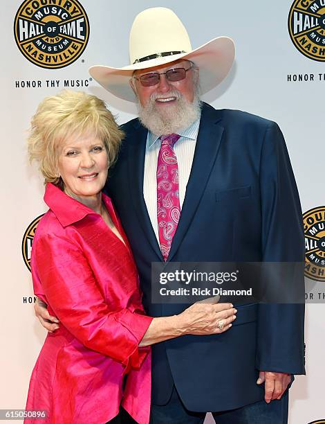 Charlie Daniels and his wife Hazel Daniels arrive at The 2016 Medallion Ceremony at the Country Music Hall of Fame and Museum on October 16, 2016 in...