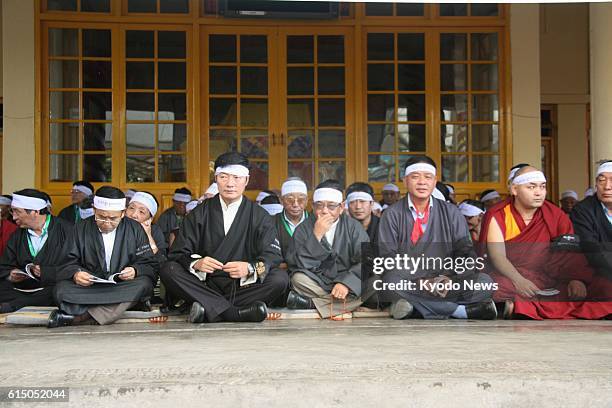 India - File photo shows Lobsang Sangay , prime minister of the Tibetan government in exile, attending a rally in Dharamsala, northern India, on...