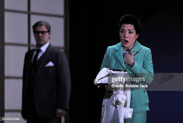 Francesco Verna a Sharpless and Karah Son as Cio-Cio-San in Giacomo Puccini's Madame Butterfly directed by Annilese Miskimmon designed by Nicky Shaw...