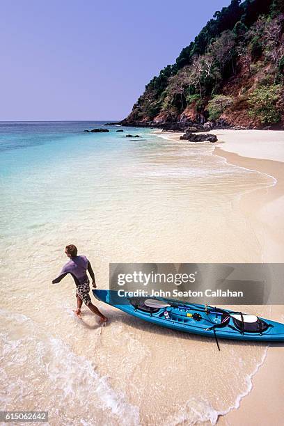 sea kayaking in the mergui archipelago - myanmar mergui stock pictures, royalty-free photos & images