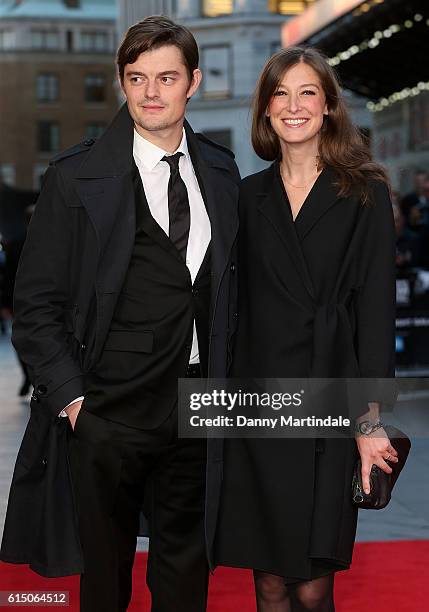 Sam Riley and Alexandra Maria Lara attends the 'Free Fire' Closing Night Gala during the 60th BFI London Film Festival at Odeon Leicester Square on...