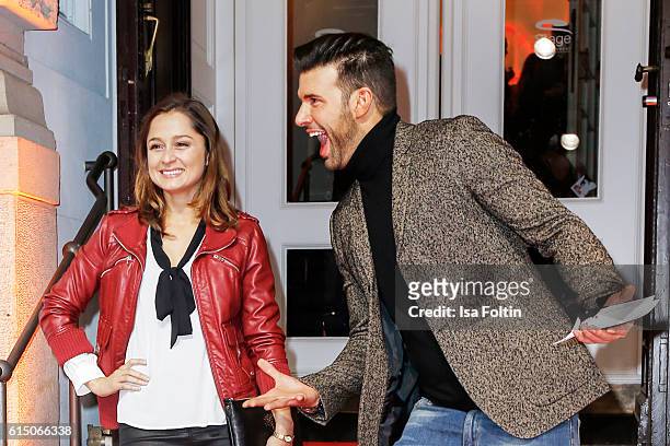 German actress Sarah Alles and singer Jay Khan attend the 'Sister Act: The Musical' premiere at Stage Theater on October 16, 2016 in Berlin, Germany.