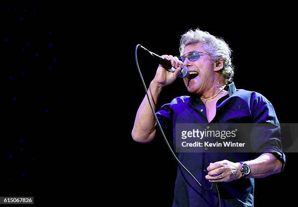 Musician Roger Daltrey of The Who perform during Desert Trip at the Empire Polo Field on October 16, 2016 in Indio, California.